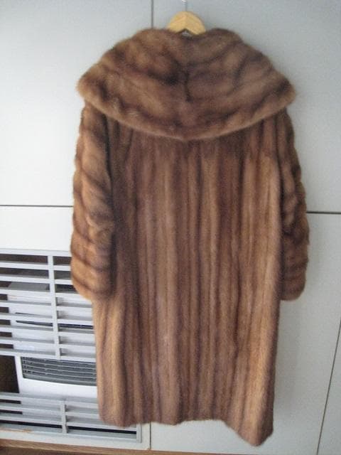 大きな襟裏表ミンク　フード付きミンクコート　ヴィンテージ　1950年代　英国
