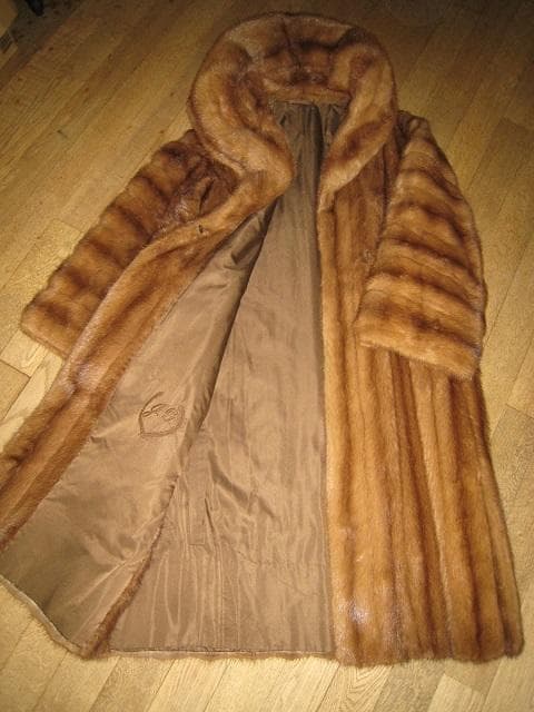 大きな襟裏表ミンク　フード付きミンクコート　ヴィンテージ　1950年代　英国