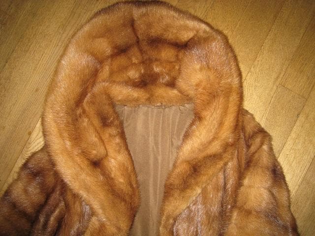 大きな襟裏表ミンク　フード付きミンクコート　ヴィンテージ　1950年代　英国