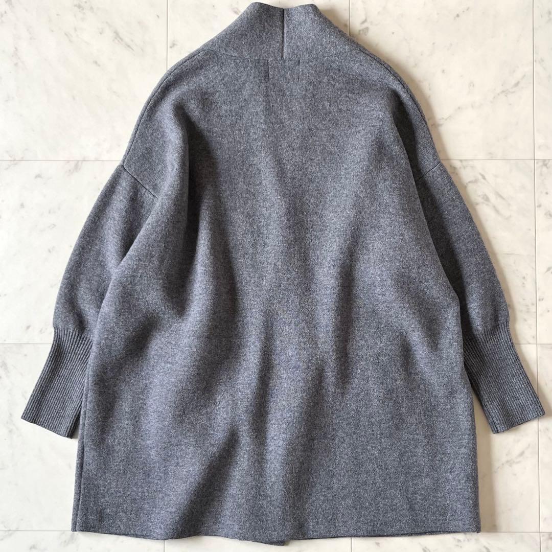 極美品♪IENAイエナ ウールカシミヤノーカラーカーディガンコート グレー 長袖