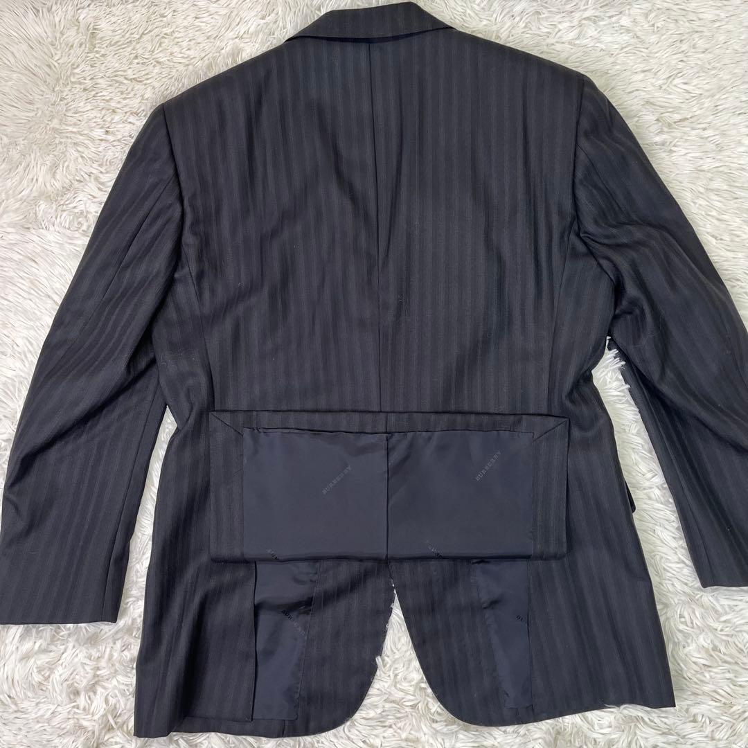 高級美品✨バーバリー　セットアップスーツ　ブラック　ストライプ　2B