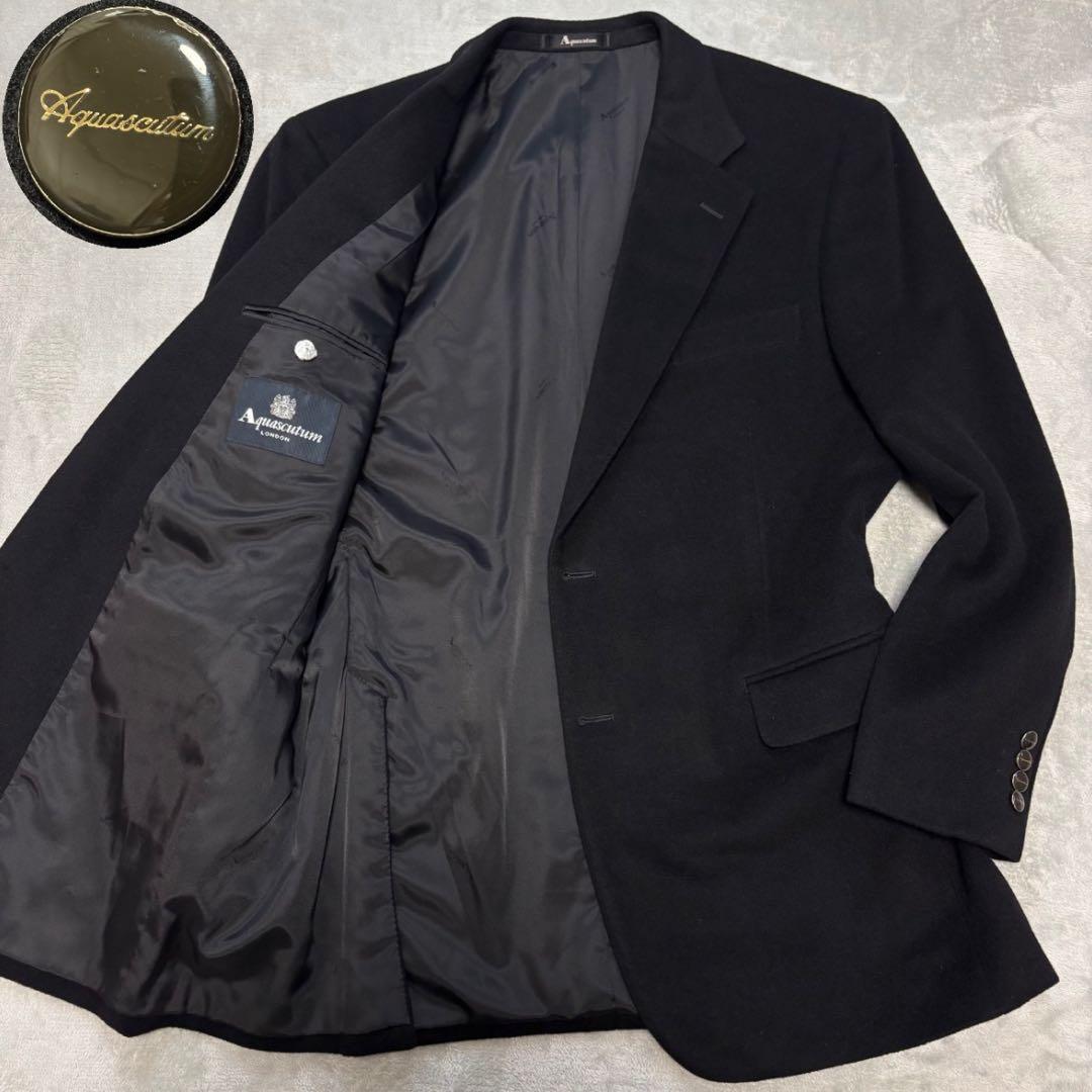 美品 カシミヤ100 %✨アクアスキュータム テーラードジャケット BB7 黒