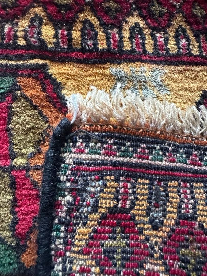 126×74 ヴィンテージラグ　手織ラグ　トライバルラグ