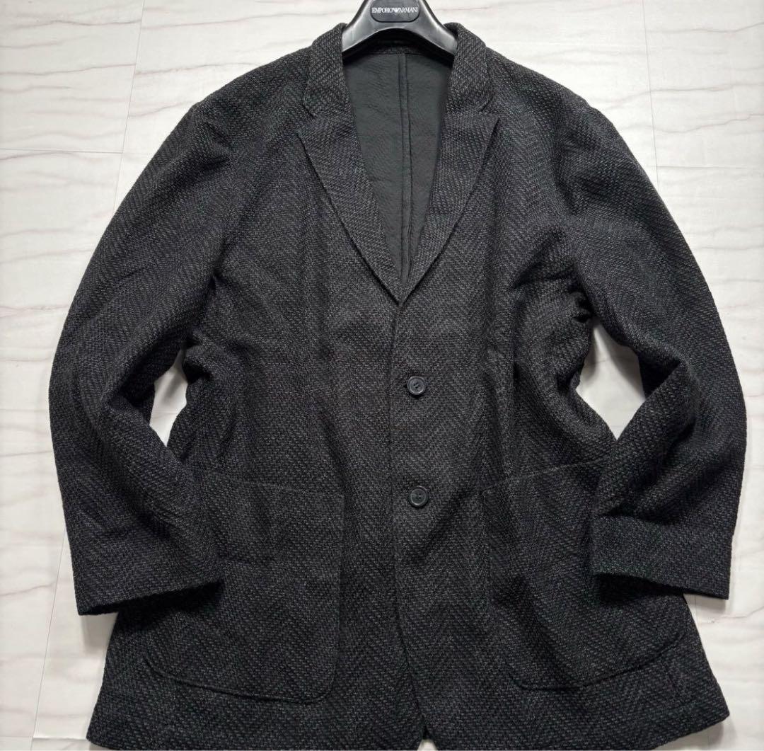エンポリオアルマーニ ヘリンボーン ストレッチ テーラードジャケット 現行黒タグ