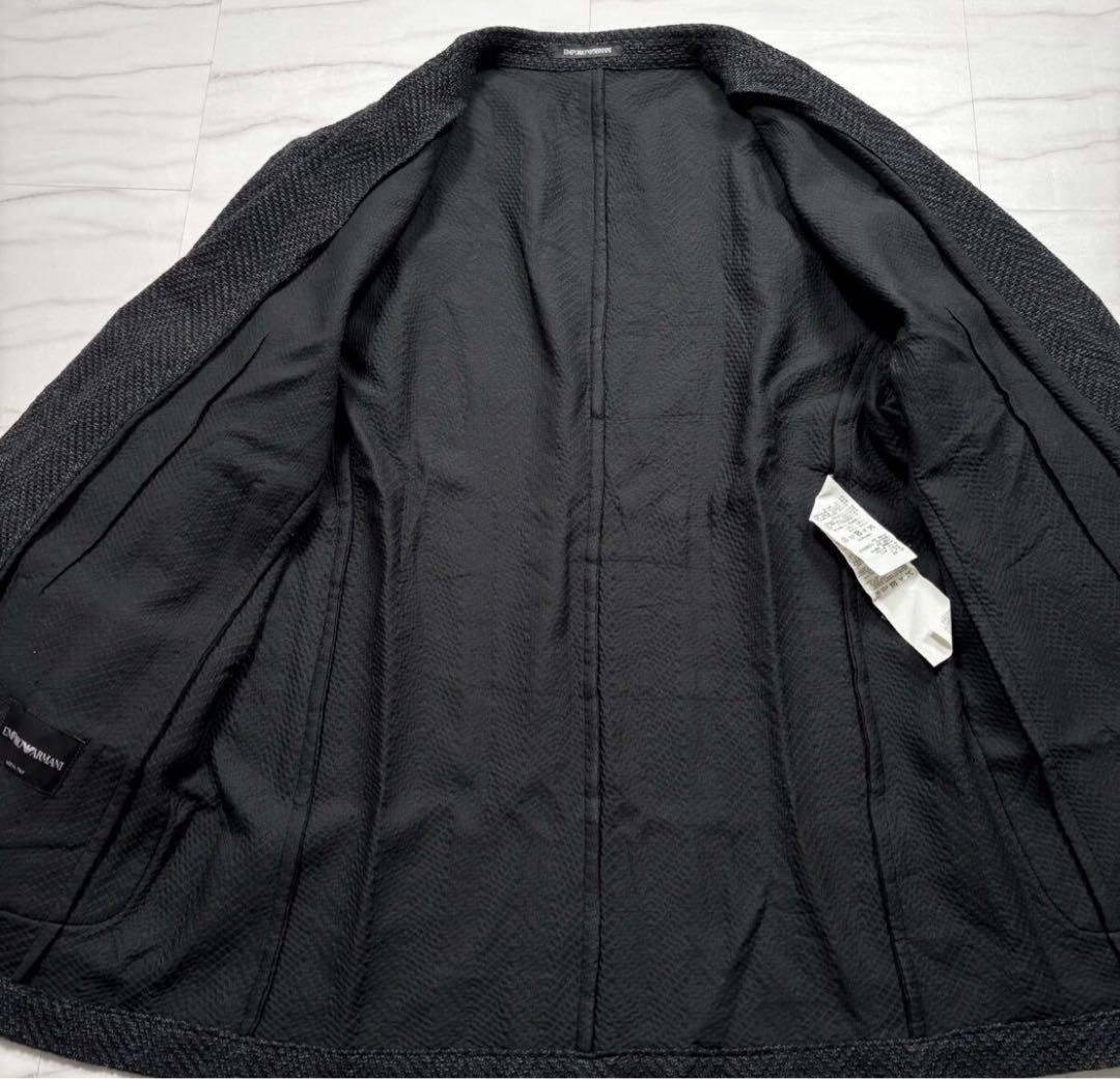 エンポリオアルマーニ ヘリンボーン ストレッチ テーラードジャケット 現行黒タグ