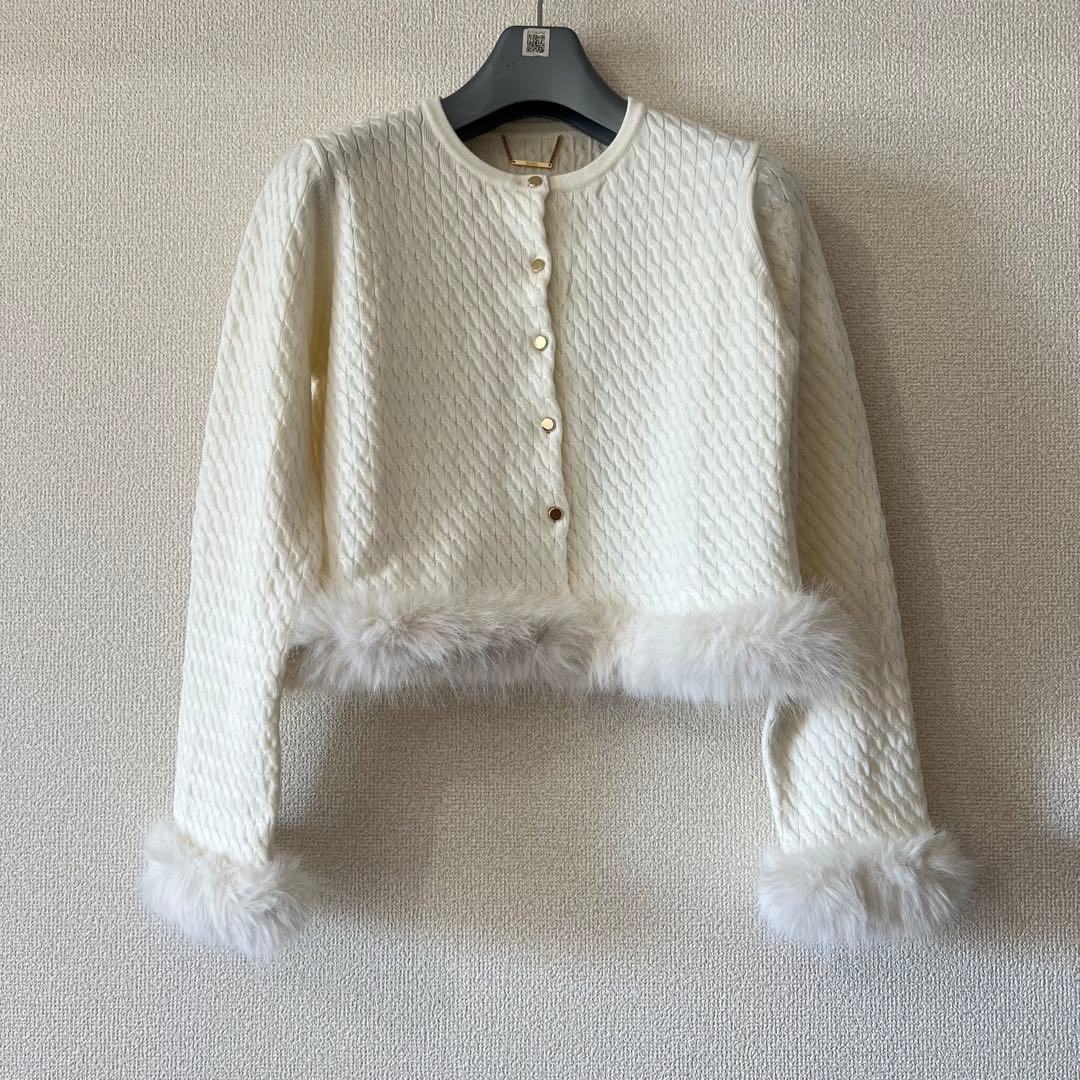 CELFORD ケーブルニットファーカーデ