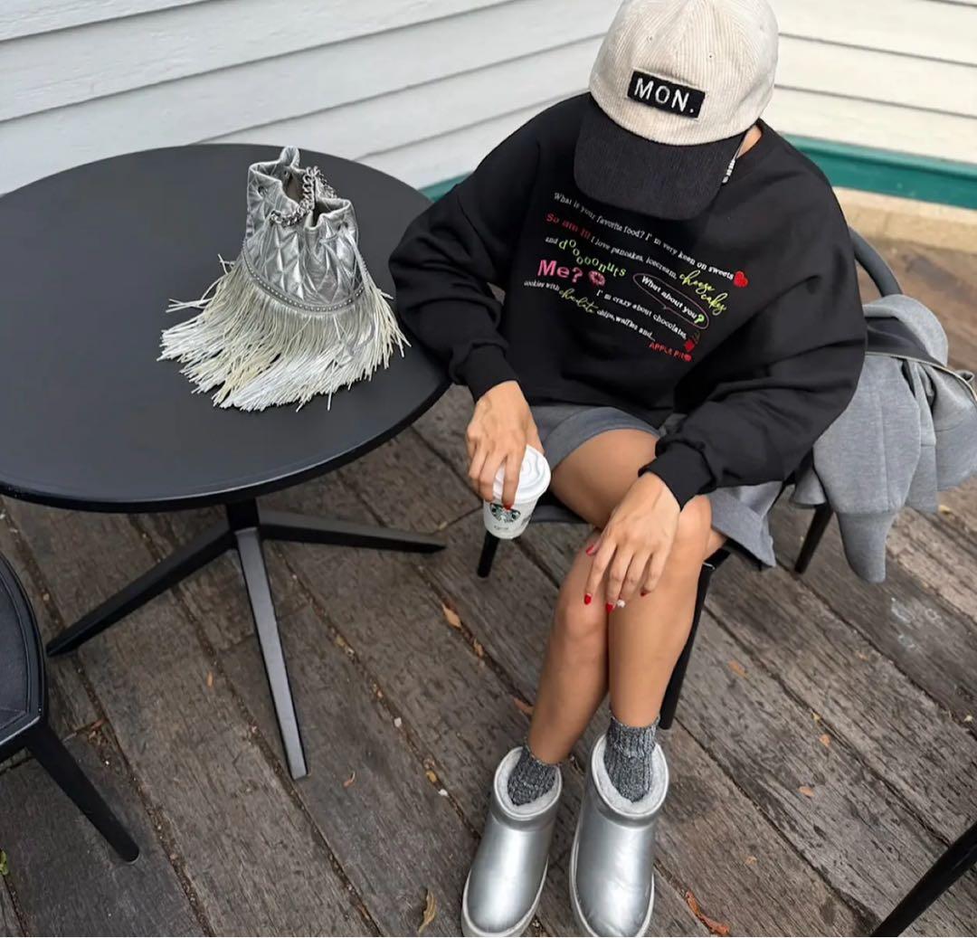 LINKABLE メッセージスウェットプルオーバー(ブラック)