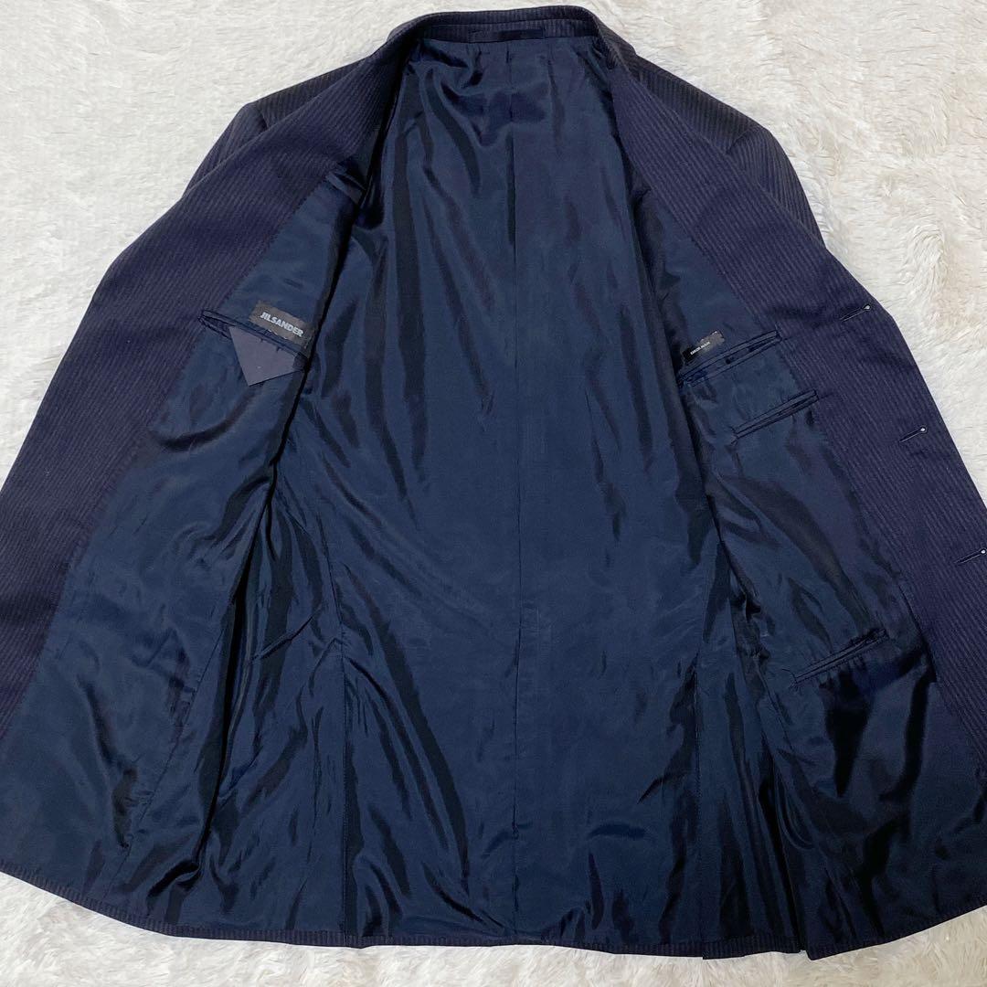 ジルサンダー　スーツ　セットアップ　ネイビー　濃紺　ストライプ