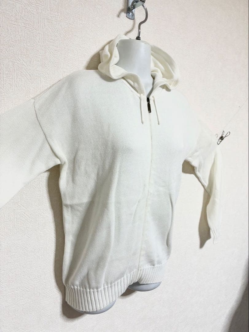 m726◆Max Mara◆白◆ジップフード付パーカー◆日本製◆綿100%◆S