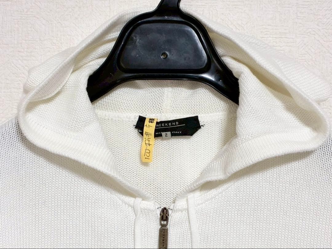 m726◆Max Mara◆白◆ジップフード付パーカー◆日本製◆綿100%◆S