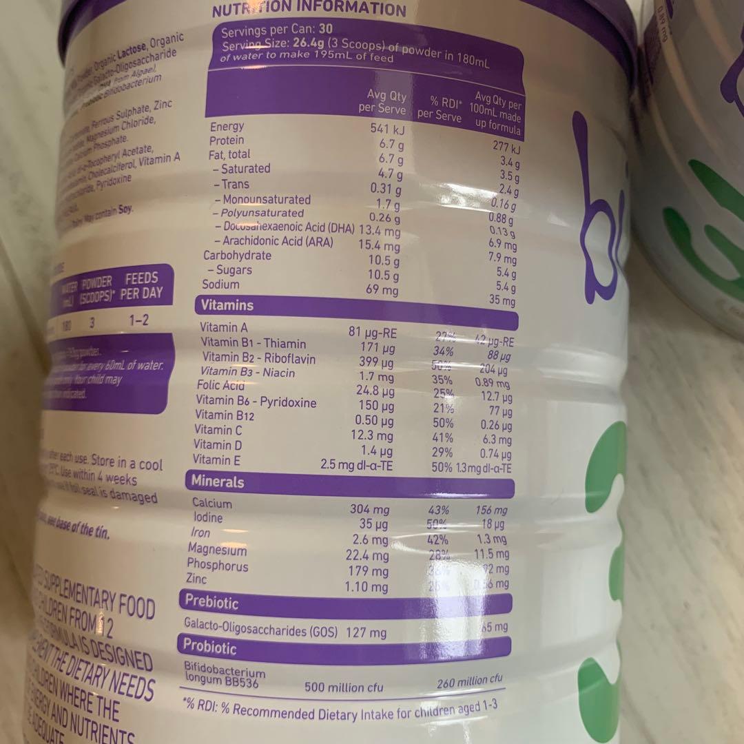 Bubs バブズ オーガニック粉ミルク800gステップ3(12〜36ヶ月) ×2