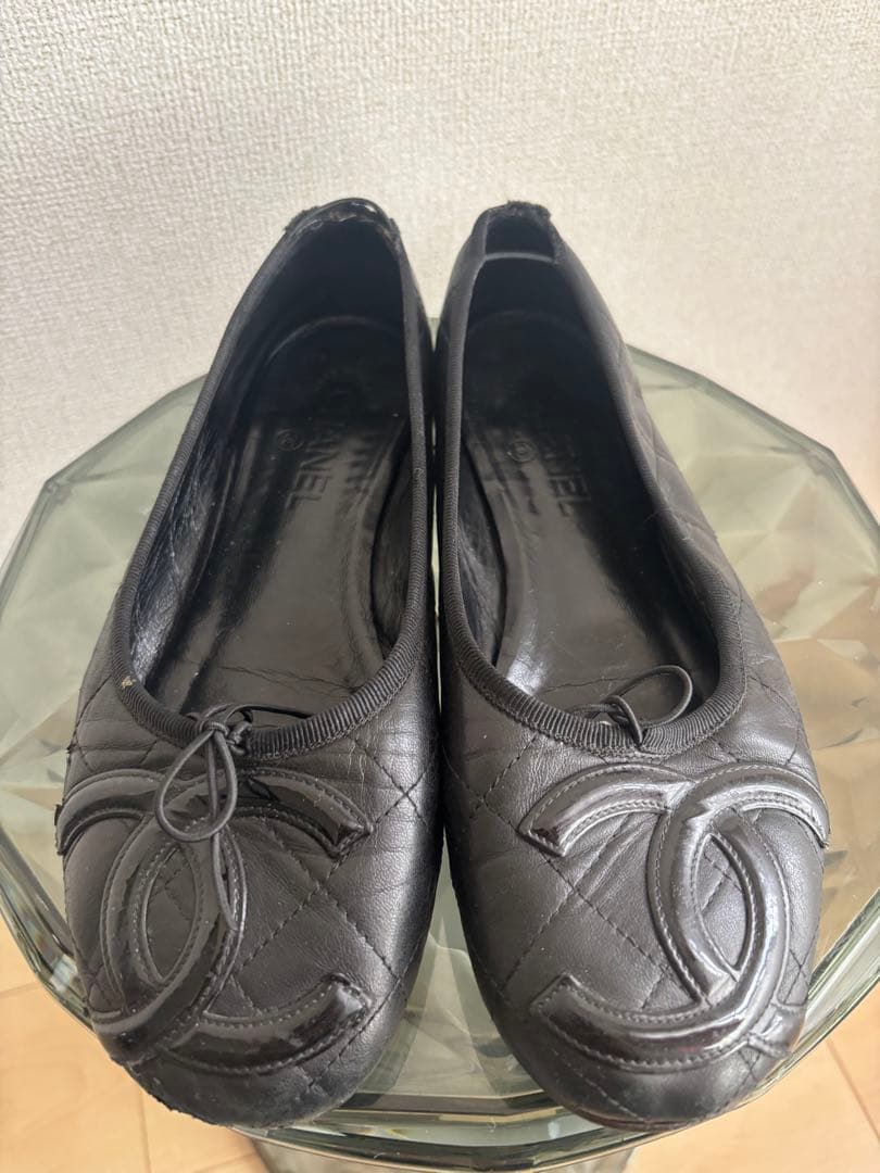 CHANEL カンボンシリーズ　ブラック フラットシューズ