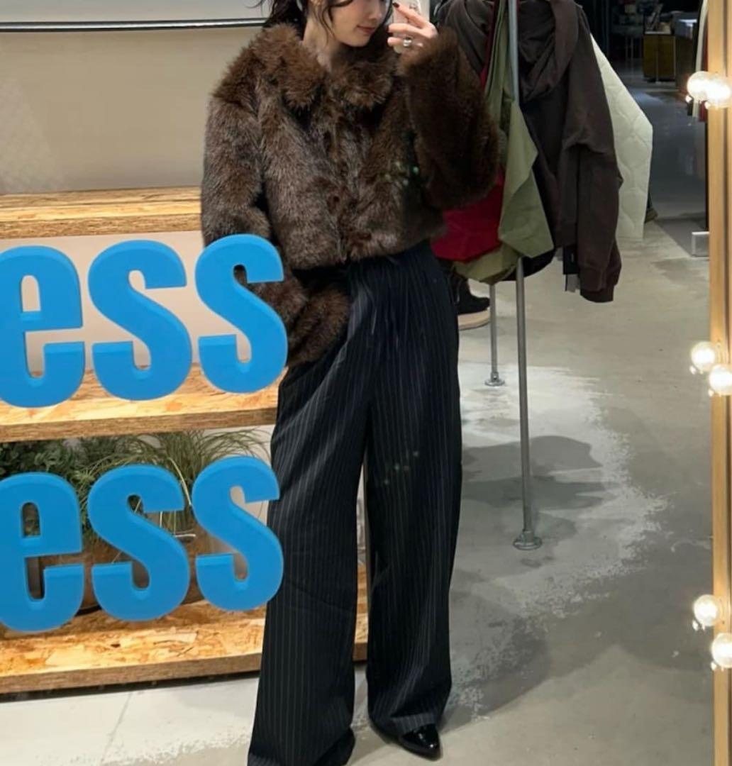 【へな】Kastane ファーショートコート　ダークブラウン