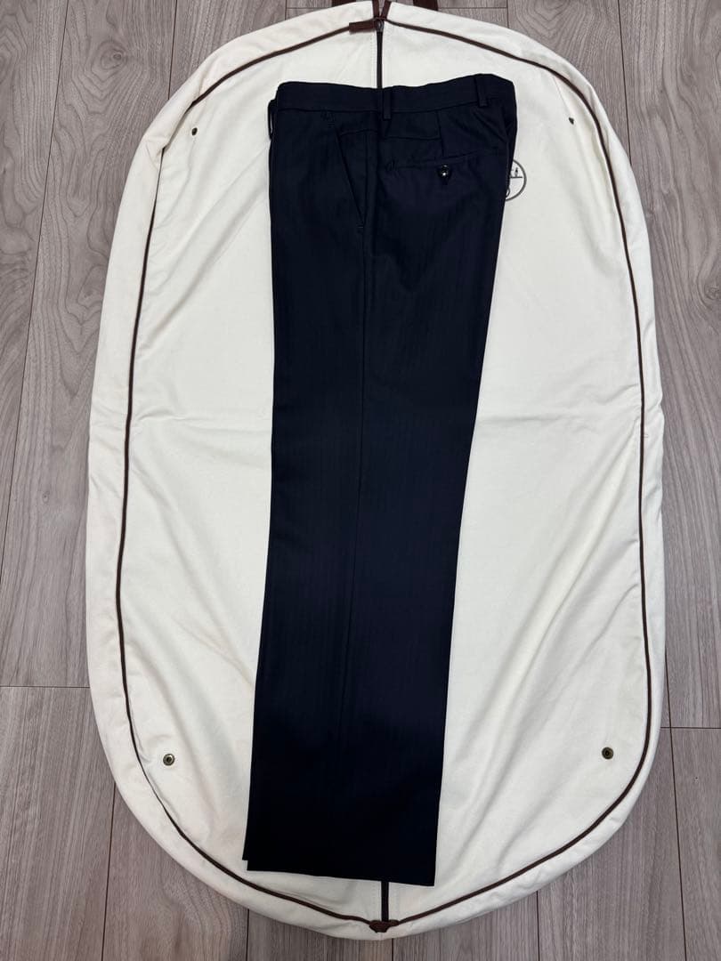 新品　エルメス　スーツ　46 濃紺　ストライプ