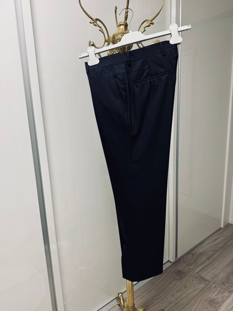 新品　エルメス　スーツ　46 濃紺　ストライプ