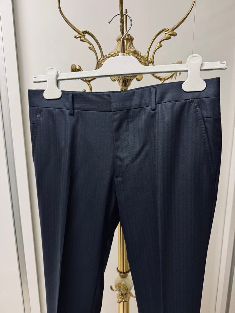 新品　エルメス　スーツ　46 濃紺　ストライプ