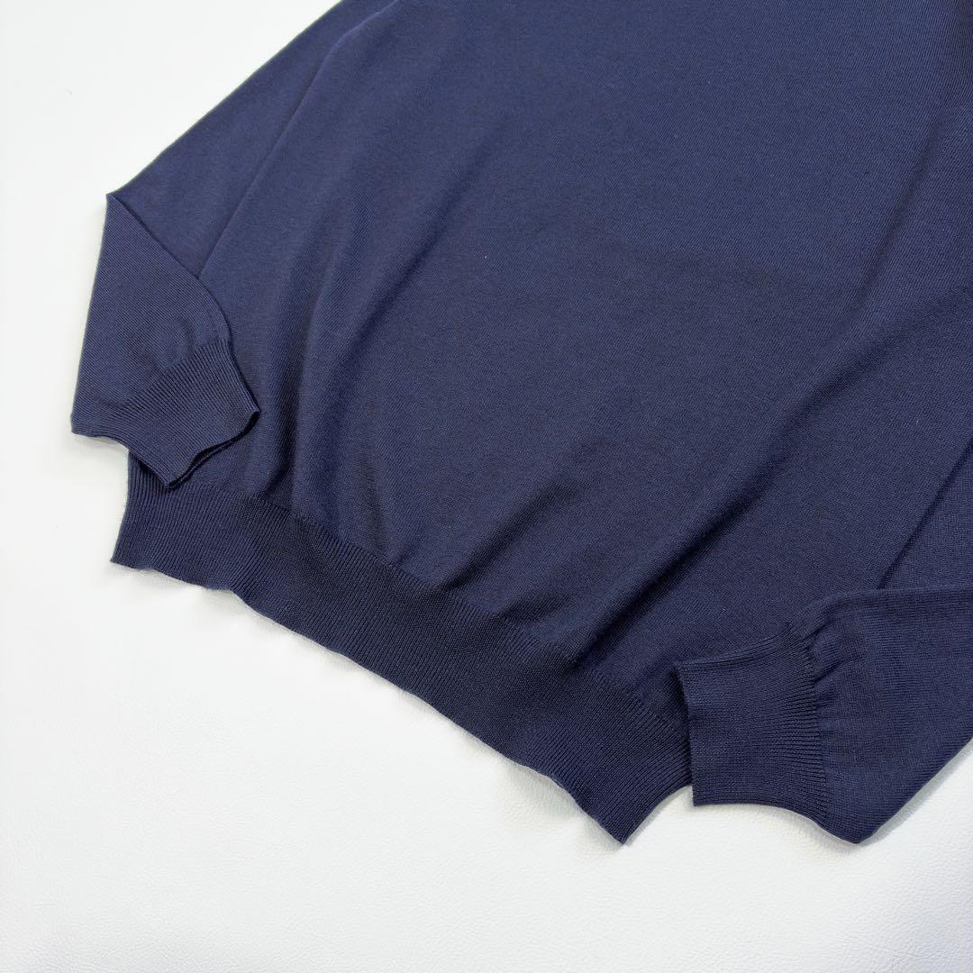 極美 グランサッソ モックネック ニット ネイビー ウール100％ イタリア製