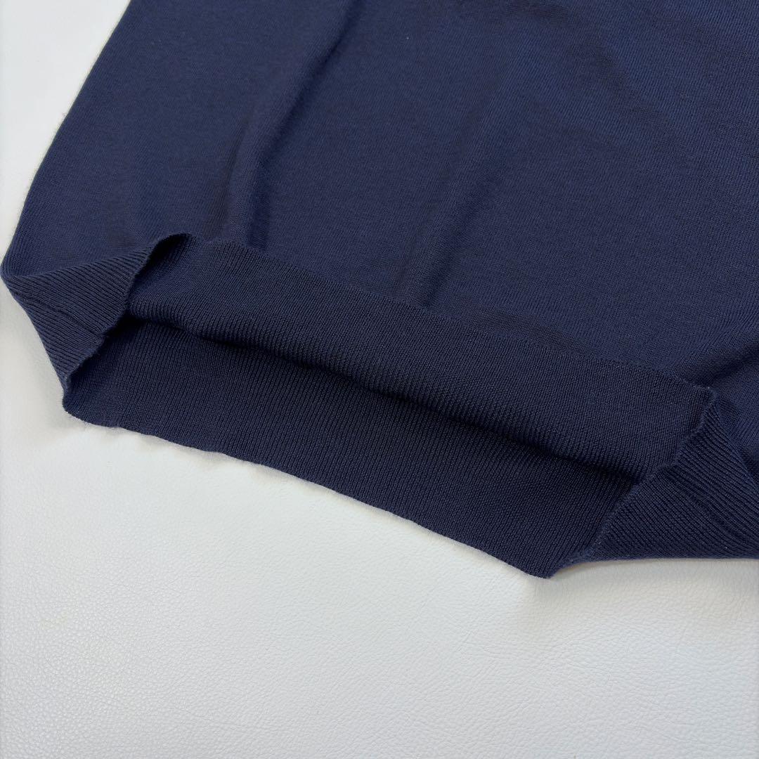 極美 グランサッソ モックネック ニット ネイビー ウール100％ イタリア製