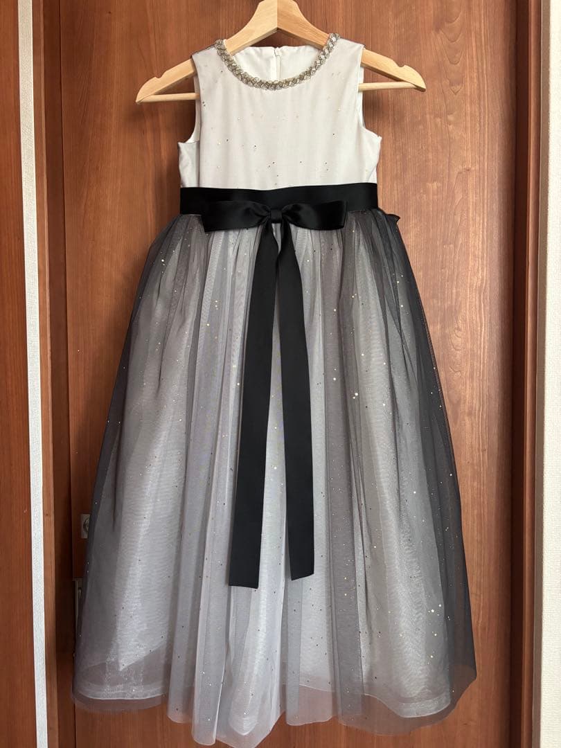 Drescco グラデーショングレービジューストーンロングドレス 125㎝