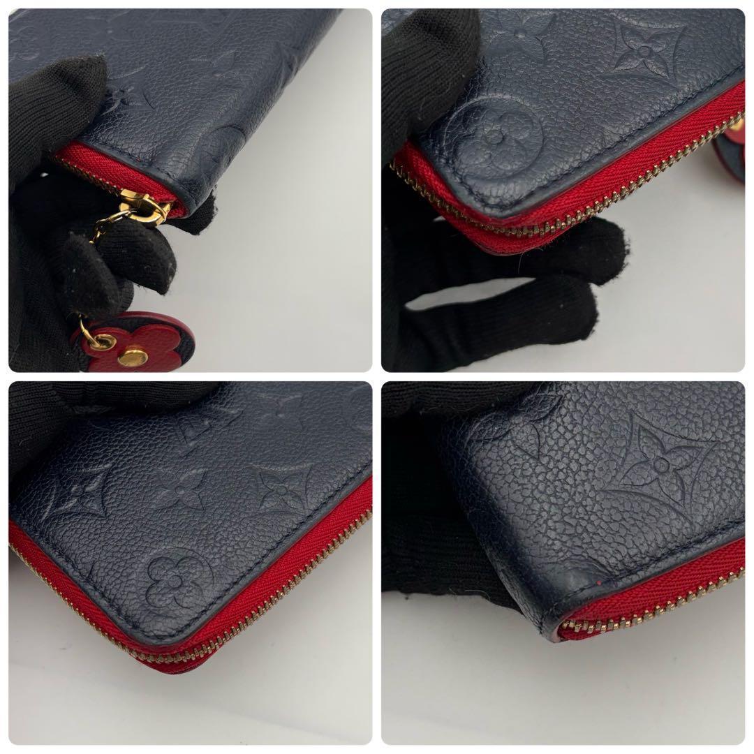 極美品 ルイヴィトン アンプラント ジッピーウォレット クレマンス フラワー 紺
