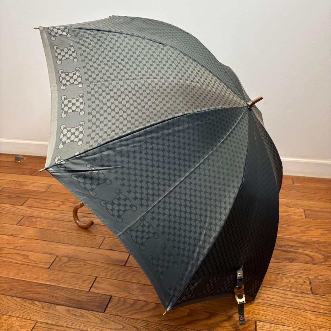 新品 CELINE セリーヌ マカダム柄 長傘 グレー