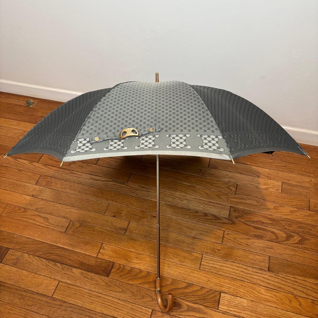 新品 CELINE セリーヌ マカダム柄 長傘 グレー