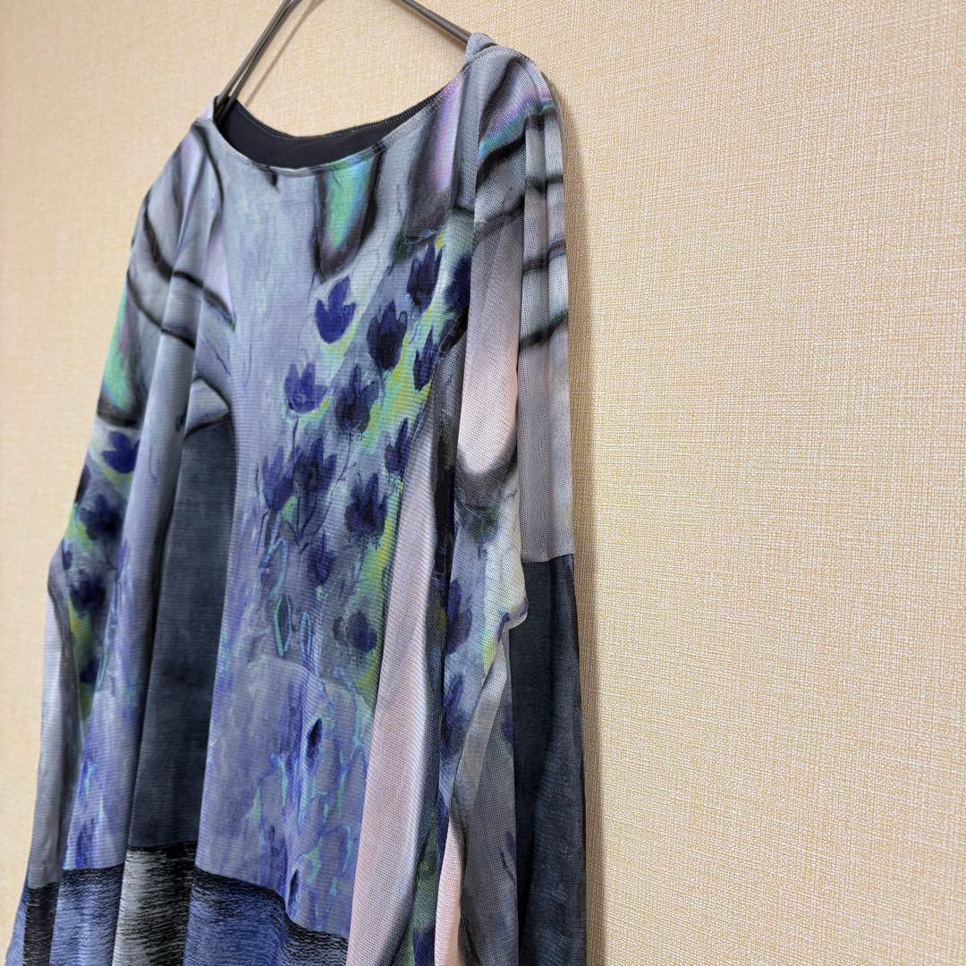 【極美品】ヒロココシノ　アートプリント　チュニック　ワンピース　長袖　M 316