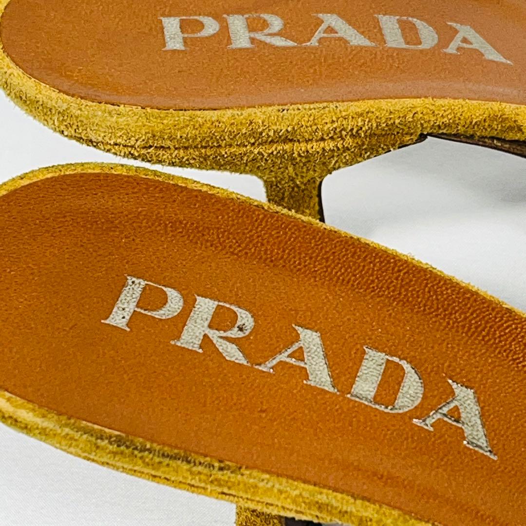 Prada プラダ　イエロー スエード ミュール スエードミュール