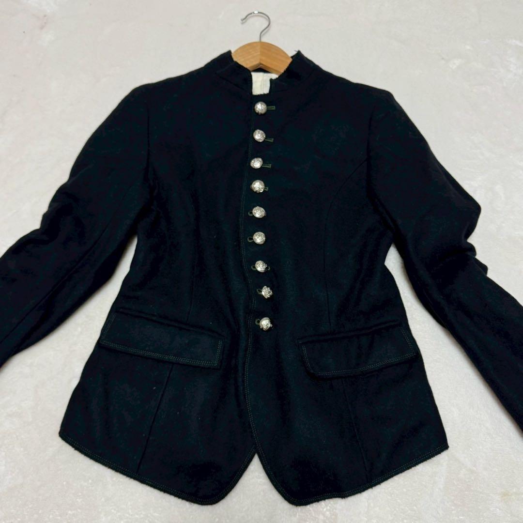 未使用✨ アルアバイル　ハイネック　ジャケット　ウール　銀ボタン　ブラック