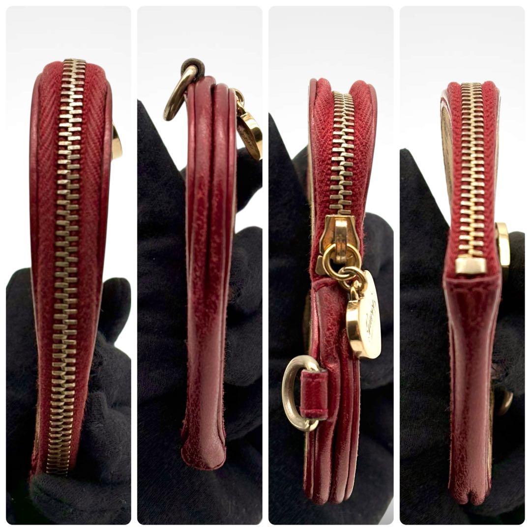 希少✨GUCCI グッチ ハート型 ケース GG柄 小銭入れ レッド 本革