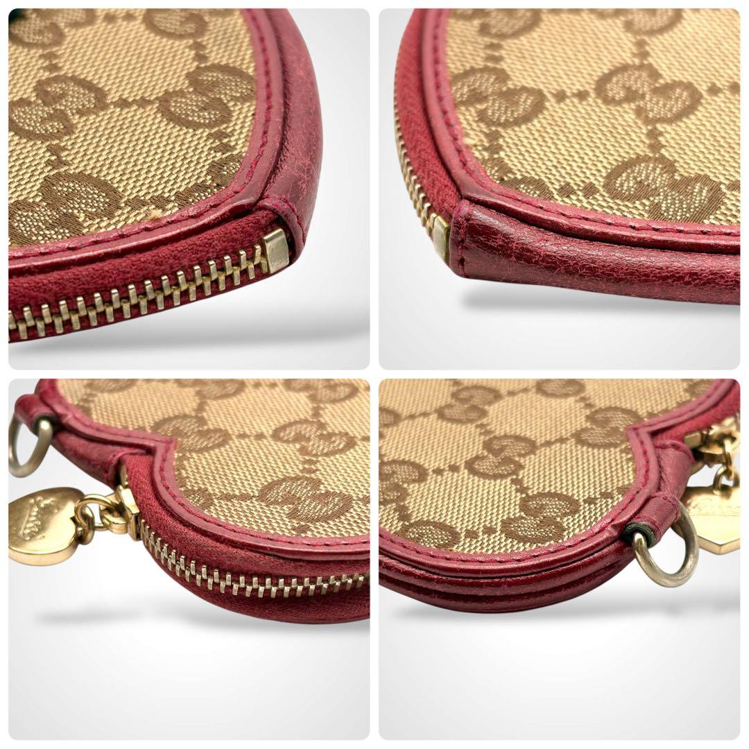 希少✨GUCCI グッチ ハート型 ケース GG柄 小銭入れ レッド 本革