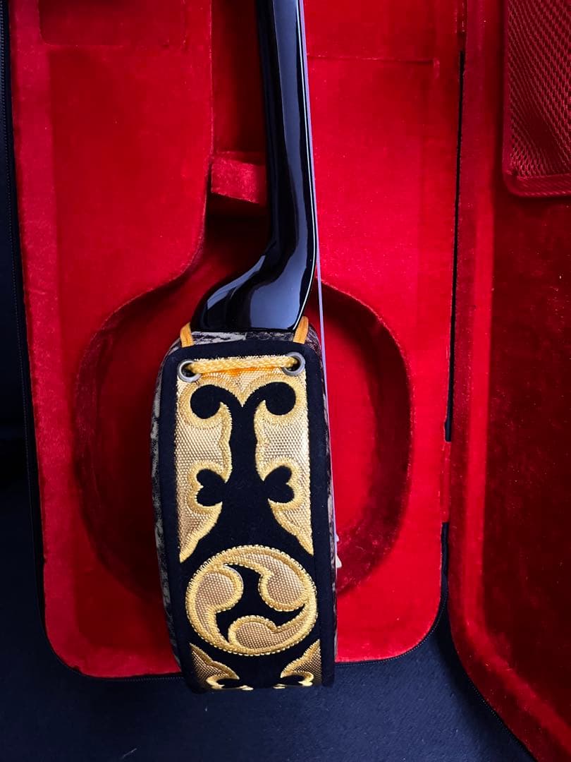 三線 沖縄 蛇革模様 ハードケース付