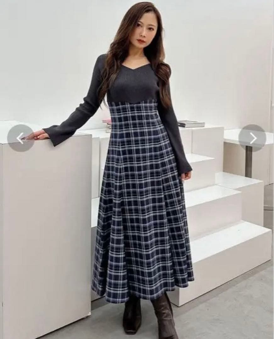 【新品未使用タグ付き】MERCURYDUO チェックドッキングワンピースSサイズ