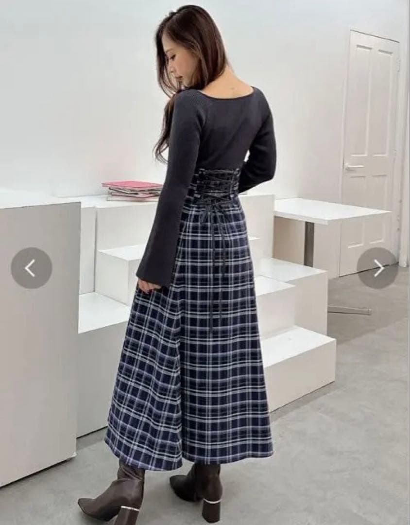 【新品未使用タグ付き】MERCURYDUO チェックドッキングワンピースSサイズ