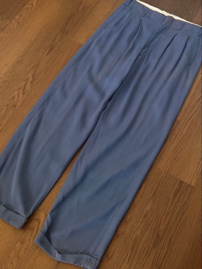 50s レーヨンギャバジンスラックス　ライトブルー　ヴィンテージ