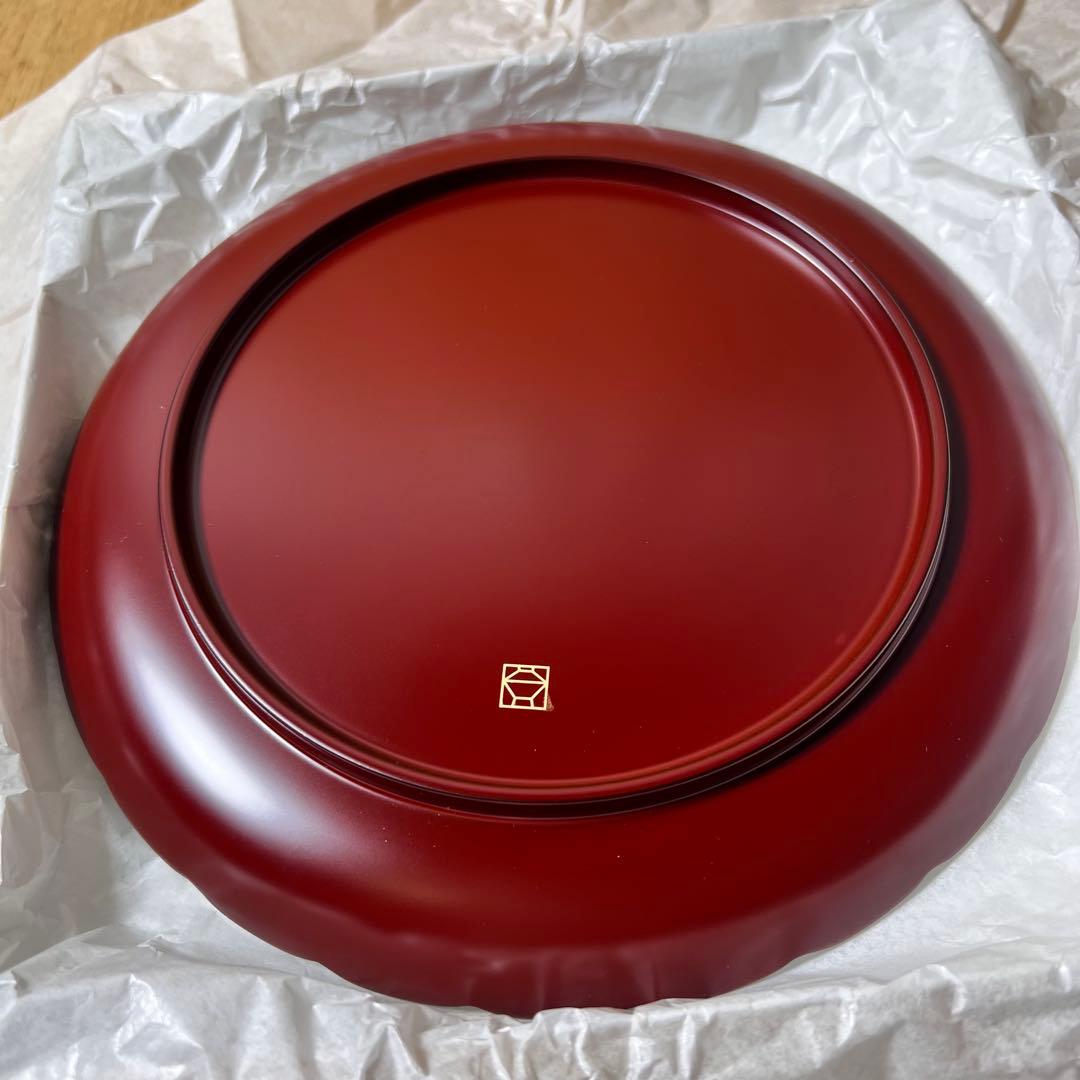 宮内庁御用達 漆器 漆器 山田平安堂 菊皿 21cm 未使用品 箱あり 7寸6枚