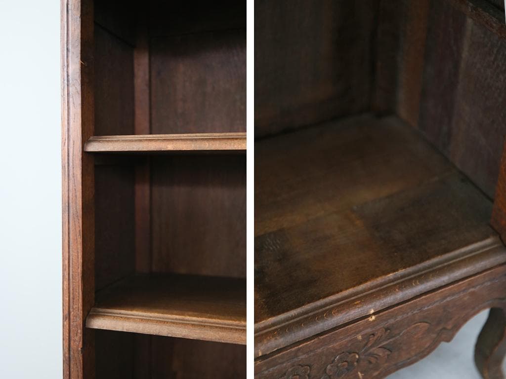 フランスアンティーク猫脚ブックシェルフ/木製本棚/飾り棚/食器棚(90-207)