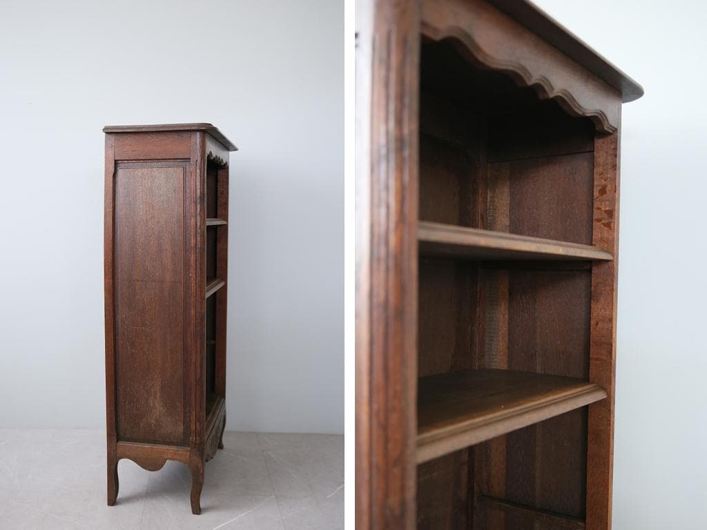 フランスアンティーク猫脚ブックシェルフ/木製本棚/飾り棚/食器棚(90-207)