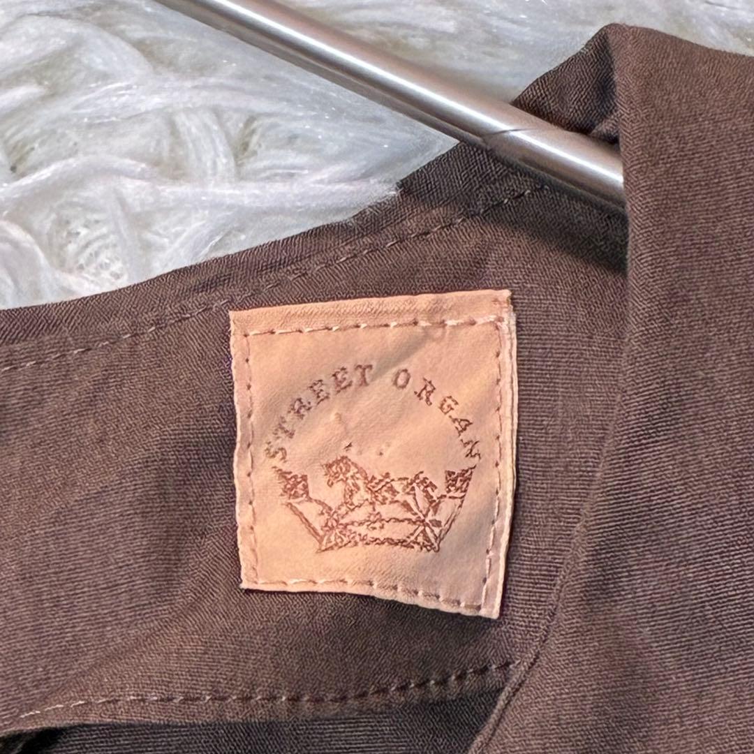 ストリートオルガン ロングワンピース M ブラウン フリル 襟 レトロ パーティ