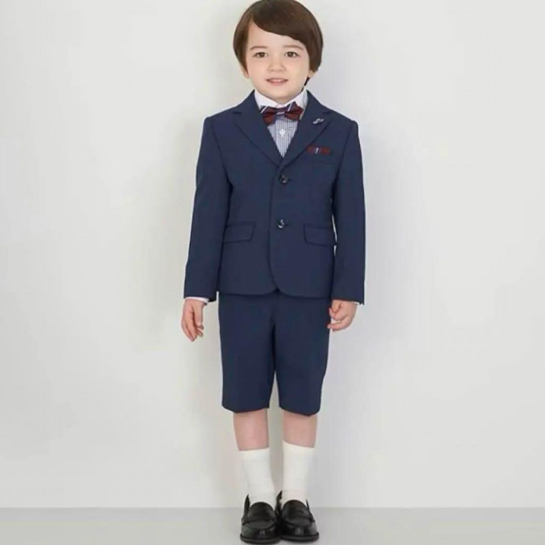 入学式✴︎入園式✴︎卒園式✴︎結婚式子供用ネイビー スーツ・ブレザー 蝶ネクタイ付き