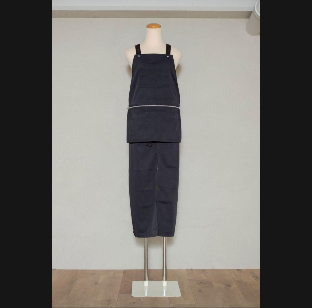 pockets Long black nylon chino 美容師　エプロン