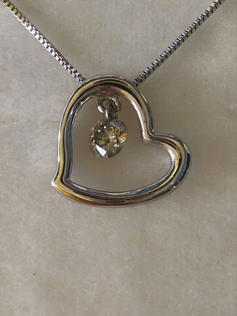 天然ダイヤモンド 0.1ct ネックレス K10 オープンハート 箱付き
