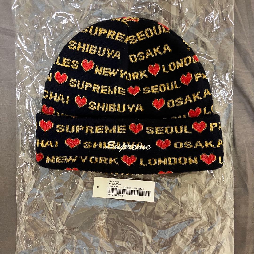 帽子 Supreme heart beanie black 24fw