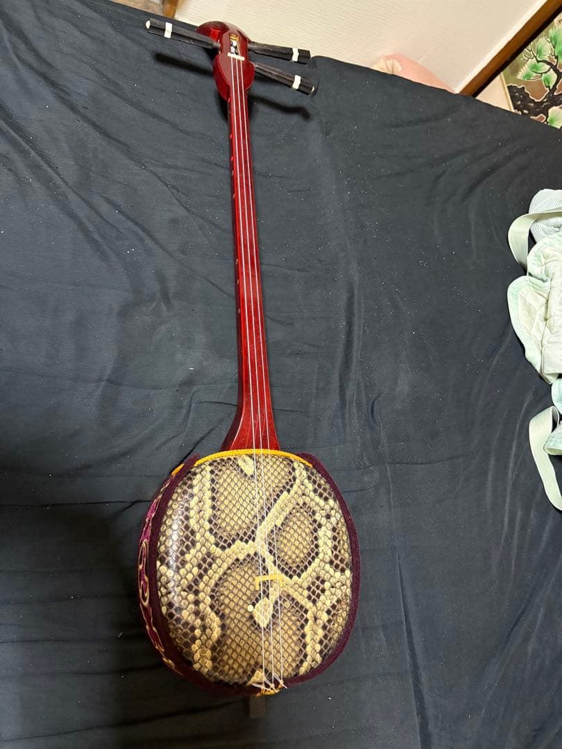 本皮三線（水牛バチ、チューナー、ソフトケース、予備弦付き）