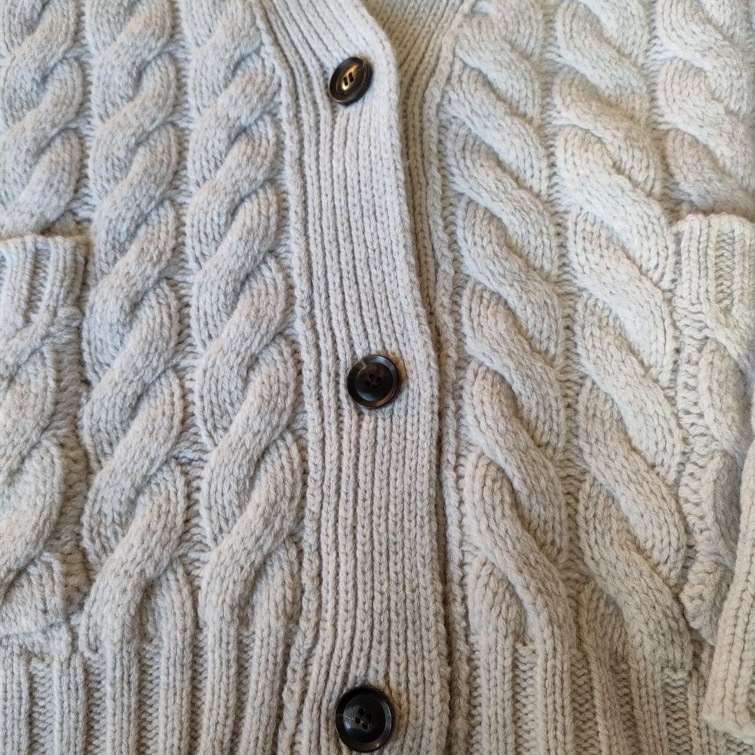 【ebureエブール】ケーブル編みオーバーサイズニットカーディガン　ライトグレー