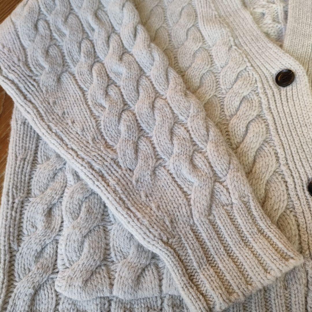 【ebureエブール】ケーブル編みオーバーサイズニットカーディガン　ライトグレー