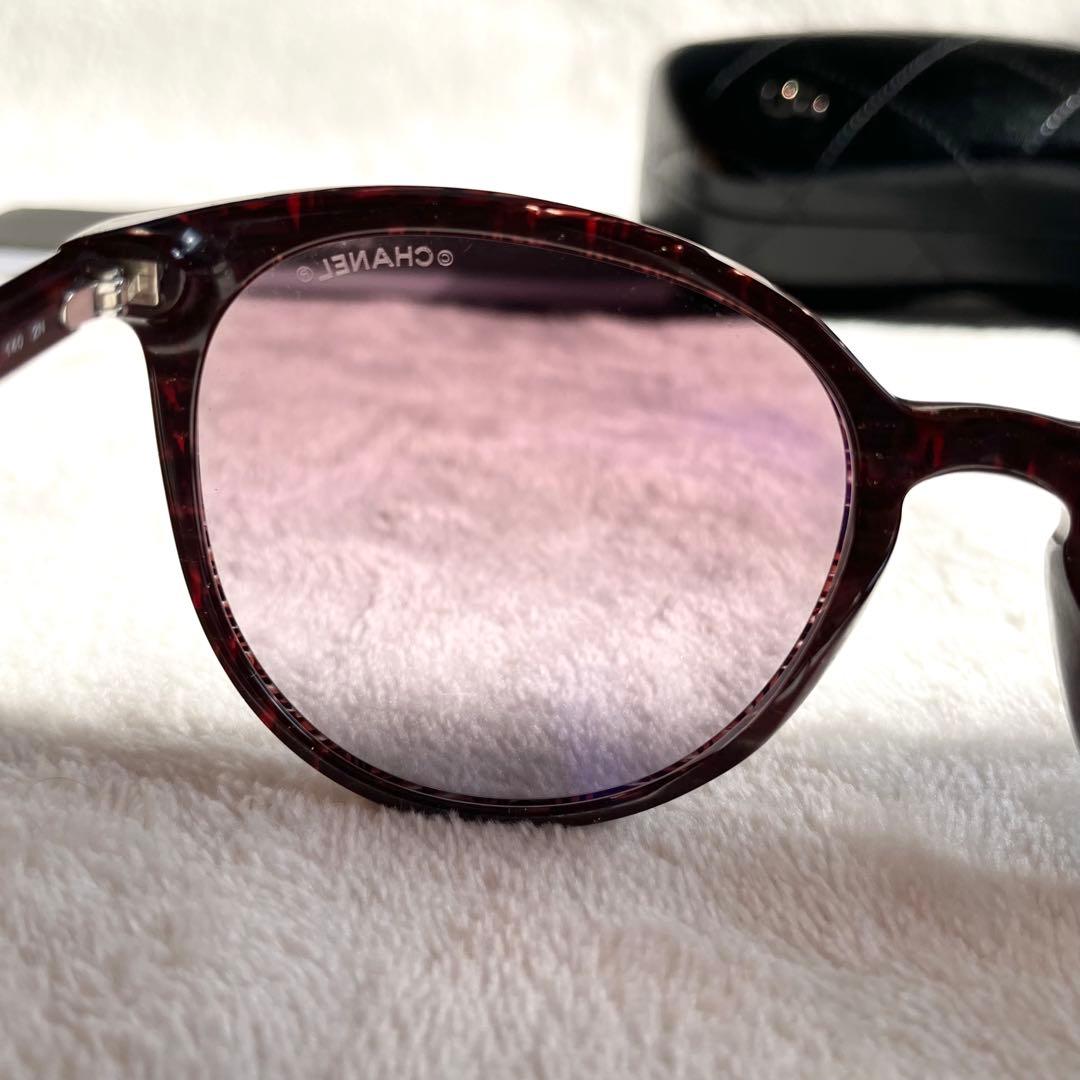 付属品多数 CHANEL サングラス フェイクパール ラメ パープル系 ロゴ