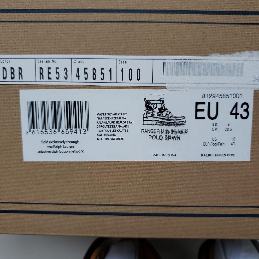 未使用 POLO RALPH LAUREN RANGER MID EU43