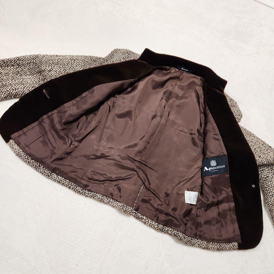 アクアスキュータム スタンドカラー ツイードウール スーツ セットアップ