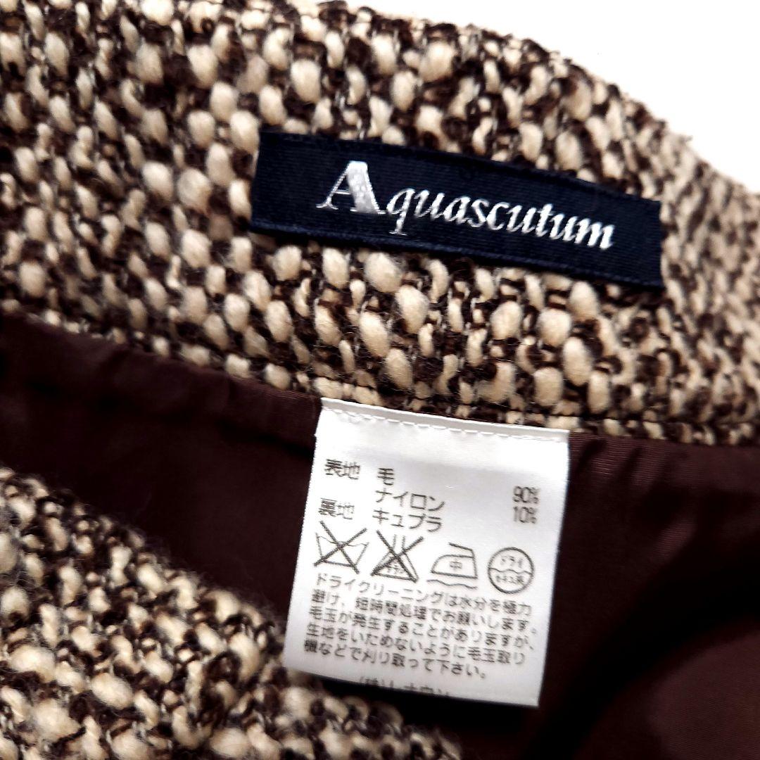 アクアスキュータム スタンドカラー ツイードウール スーツ セットアップ